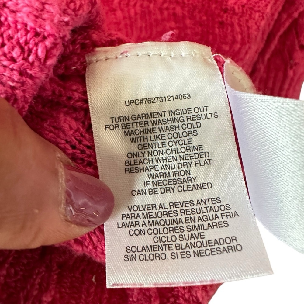 🔴 5 for $40 SALE! 
Jones New York Hot Pink Crew Neck Loose Knit Sweater sz XL - Picture 7 of 12